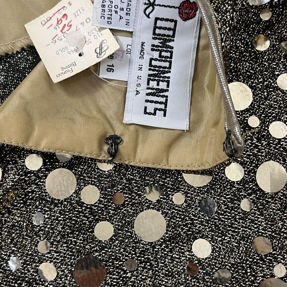 NOS Gold Sparkly Top Vtg Size 16 USA Glam Party Semi Sheer Caron Disco Rave New - Picture 12 of 17